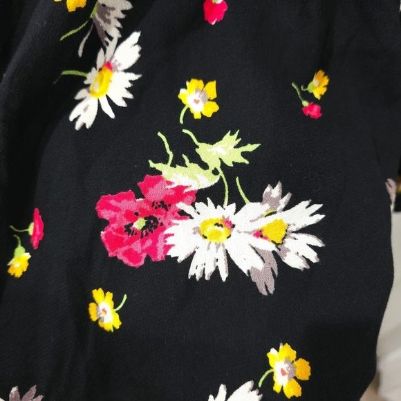 Free People Multicolor Patchwork Striped Floral Short Sleeve V-Neck Dress, 8 - Picture 13 of 15